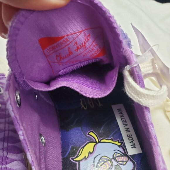 Converse Chuck Taylor All Star Low Top Purple Wavy Fuzzy Lace Sneakers 5M/7W - Picture 10 of 13